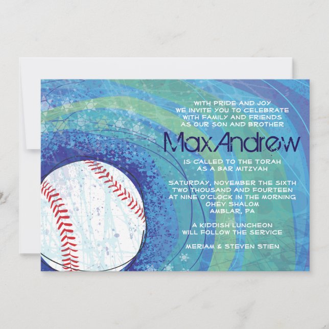BASEBALL CRAZE Bar Bat Mitzvah Invitation (Front)