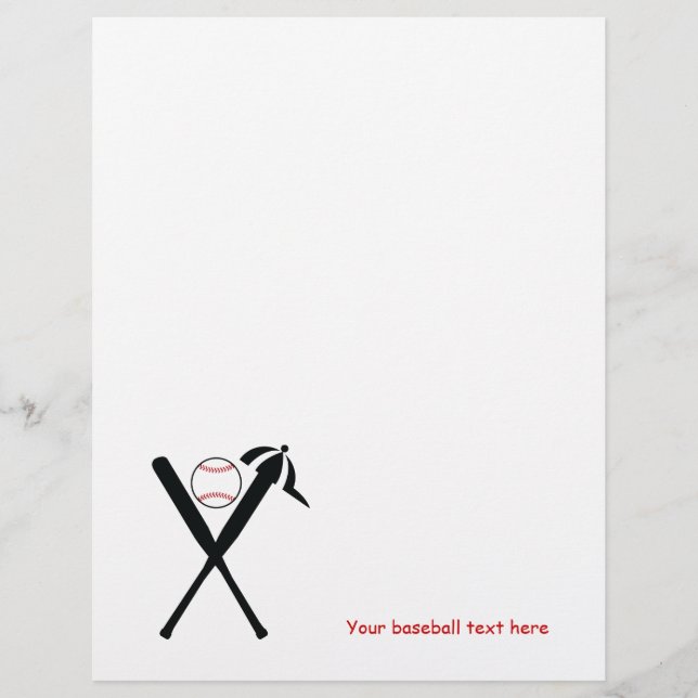 Baseball crossed bats and cap black, red custom (Front)