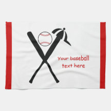 Baseball crossed bats and cap black, red custom