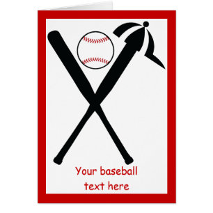 Baseball crossed bats and cap greeting card