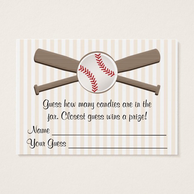 Baseball Crossed Bats Guessing Game Baby Shower (Back)