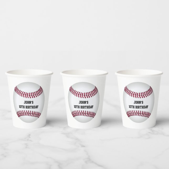 Baseball Custom Birthday Paper Cups (Multi)