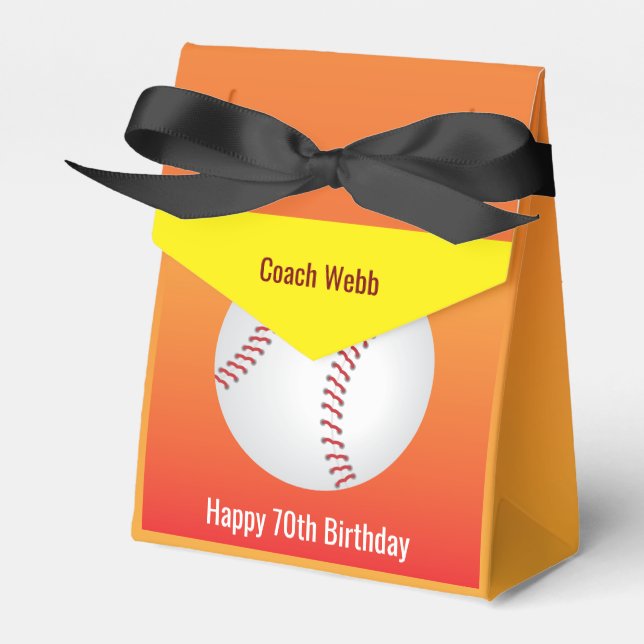 Baseball  Custom Coach 70th Birthday Gift Favour Box (Front Side)