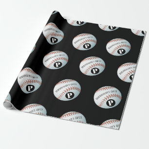 Baseball Custom Monogram Name Wrapping Paper