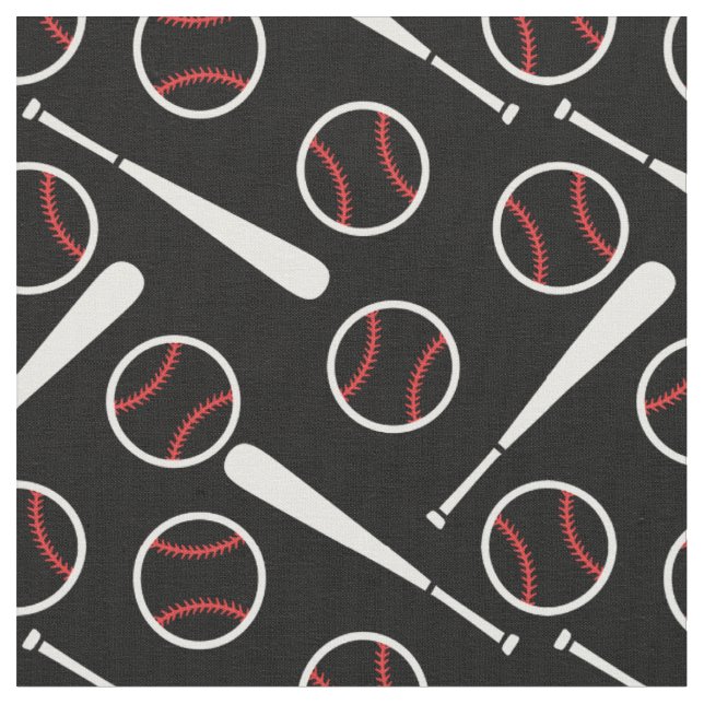 Baseball - custom size and background colour! fabric (Close Up)