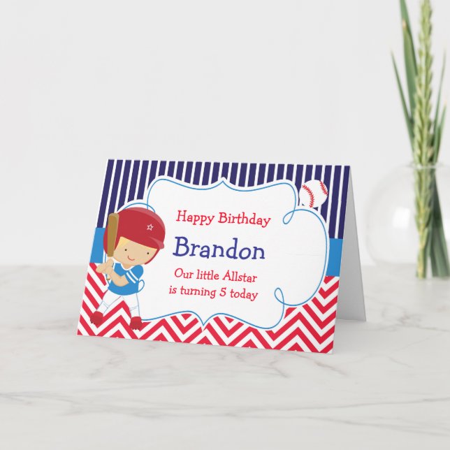 Baseball Cute Blonde Boy Birthday Party Card (Front)