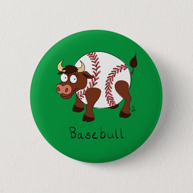 Baseball Cute Kids Cartoon Bull 6 Cm Round Badge (Front)