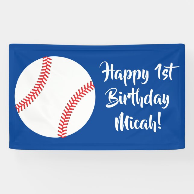 Baseball Cute Sports 1st Birthday Party Banner (Horizontal)