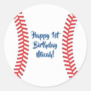 Baseball Cute Sports 1st Birthday Party Classic Round Sticker