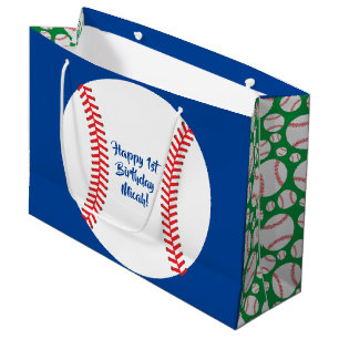 Baseball Cute Sports 1st Birthday Party Large Gift Bag