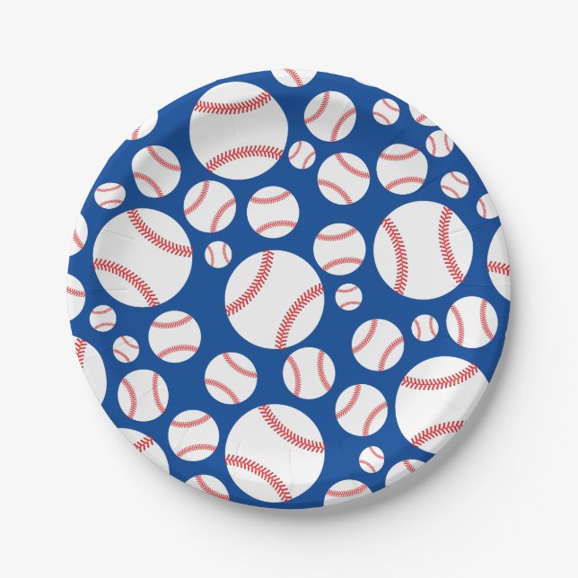 Baseball Cute Sports 1st Birthday Party Paper Plate (Front)