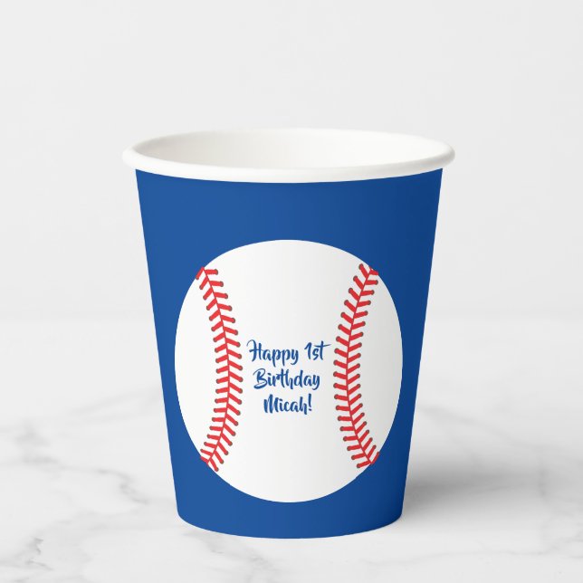 Baseball Cute Sports Kid's Birthday Party Paper Cups (Front)