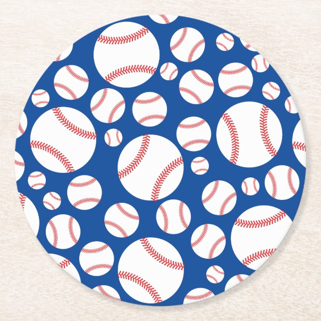 Baseball Cute Sports Kid's Birthday Party Round Paper Coaster (Front)