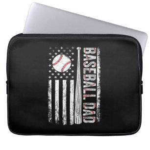 Baseball Dad American Flag Patriotic Father's Day Laptop Sleeve