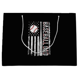 Baseball Dad American Flag Patriotic Father's Day  Large Gift Bag