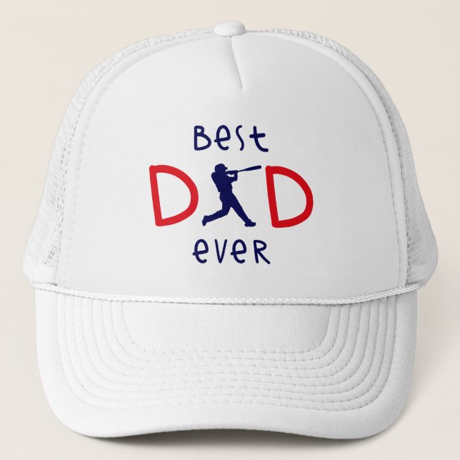 Baseball Dad Cool Modern Best Dad Ever Fathers Day Trucker Hat (Front)