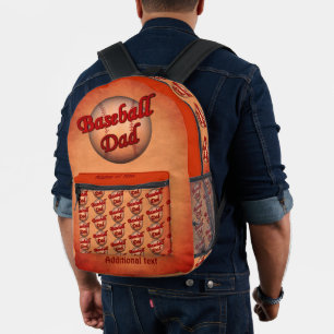 Baseball Dad Cute Personalised  Printed Backpack