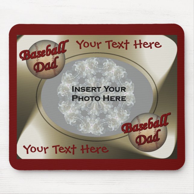 Baseball Dad Design Photo Mouse Mat (Front)