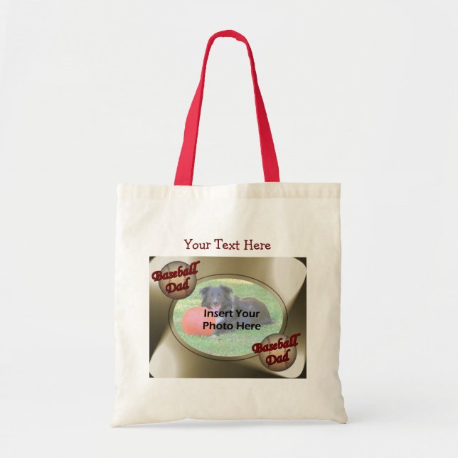 Baseball Dad Design Photo Tote Bag (Front)