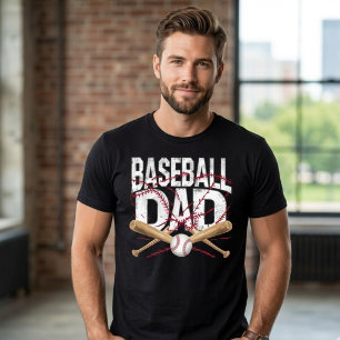 Baseball Dad Distressed Crossed Bats Sports Father T-Shirt