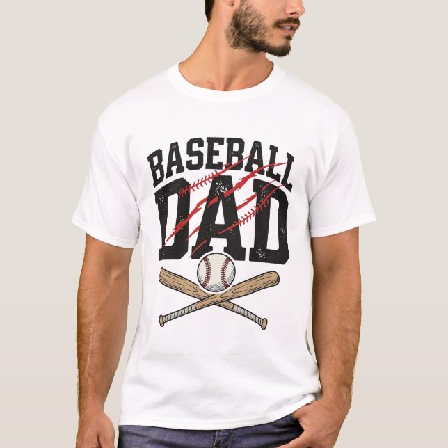 Baseball Dad Distressed Vintage Engraving Shirt De (Front)