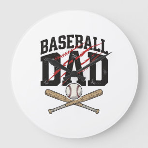 Baseball Dad Distressed Vintage Engraving Shirt De Large Clock