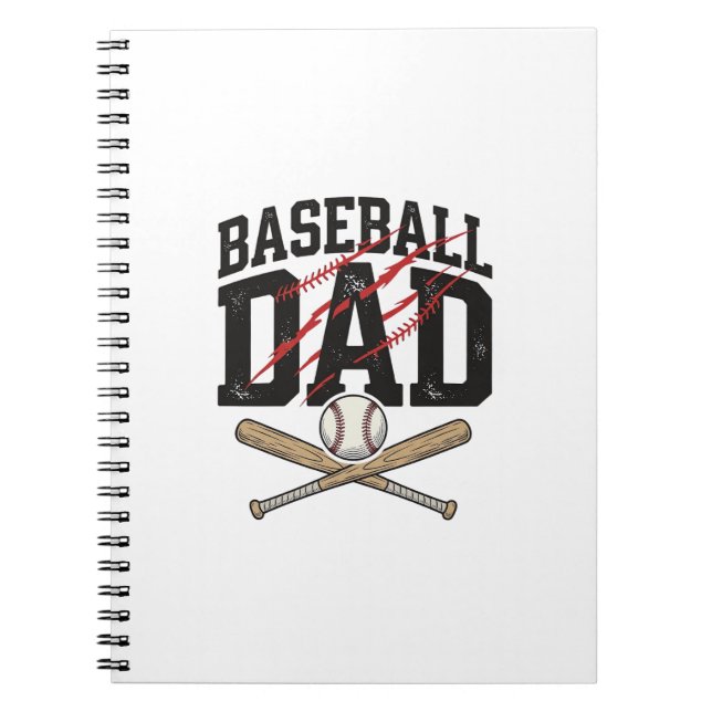 Baseball Dad Distressed Vintage Engraving Shirt De Notebook (Front)