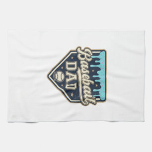 Baseball Dad Drippy Home Plate Vintage Vector Desi Tea Towel