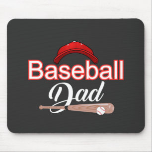 Baseball dad family sports modern black white text mouse mat