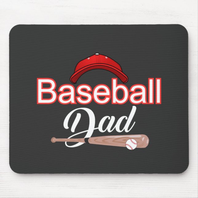 Baseball dad family sports modern black white text mouse mat (Front)