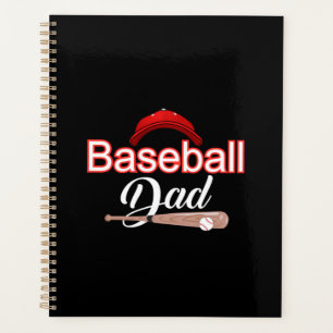 Baseball dad family sports modern black white text planner