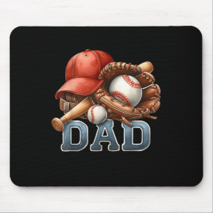 Baseball Dad Fathers Day Baseball Player Bat Fan C Mouse Mat