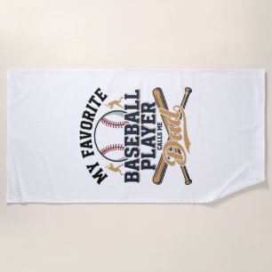 Baseball Dad Favorite Player Vintage Shirt Design_ Beach Towel