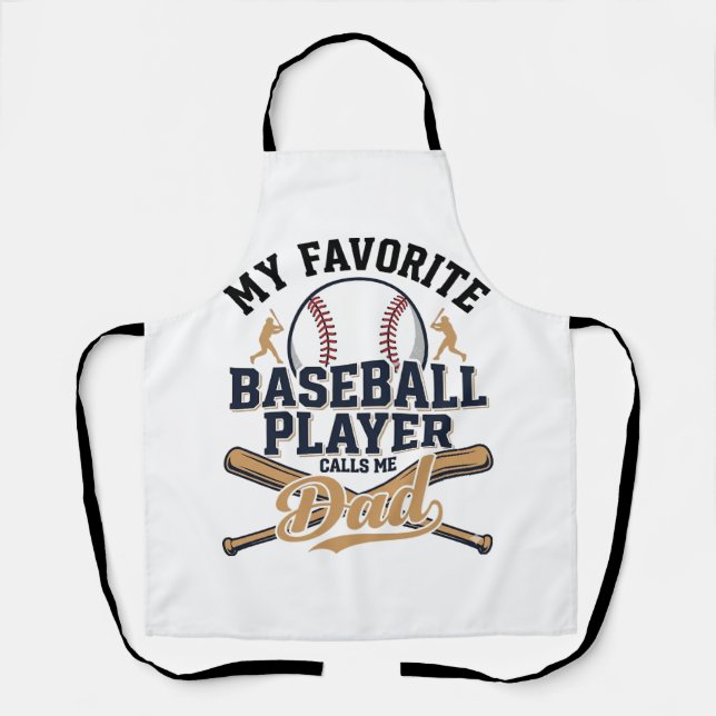Baseball Dad Favourite Player Vintage Shirt Design Apron (Front)