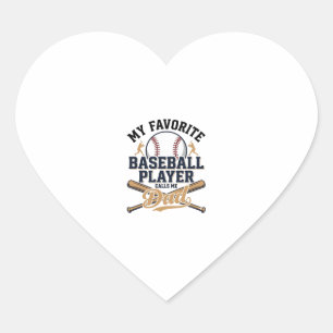 Baseball Dad Favourite Player Vintage Shirt Design Heart Sticker