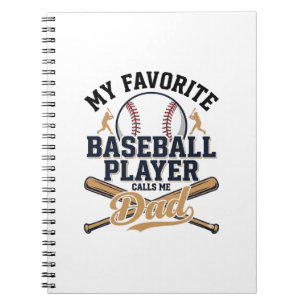 Baseball Dad Favourite Player Vintage Shirt Design Notebook