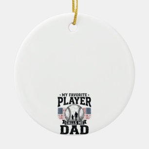 Baseball Dad Favourite Player Vintage Vector Desig Ceramic Tree Decoration