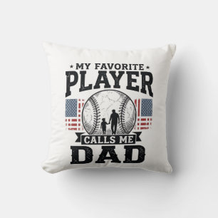 Baseball Dad Favourite Player Vintage Vector Desig Cushion