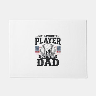Baseball Dad Favourite Player Vintage Vector Desig Doormat