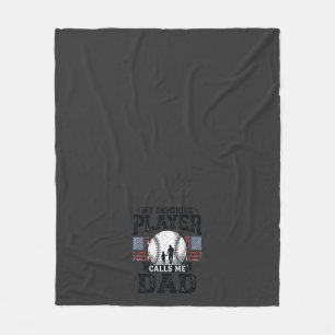 Baseball Dad Favourite Player Vintage Vector Desig Fleece Blanket