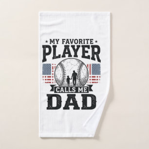 Baseball Dad Favourite Player Vintage Vector Desig Hand Towel