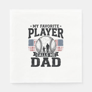 Baseball Dad Favourite Player Vintage Vector Desig Napkin