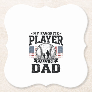 Baseball Dad Favourite Player Vintage Vector Desig Paper Coaster