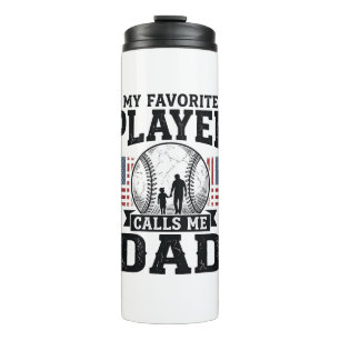 Baseball Dad Favourite Player Vintage Vector Desig Thermal Tumbler