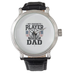 Baseball Dad Favourite Player Vintage Vector Desig Watch