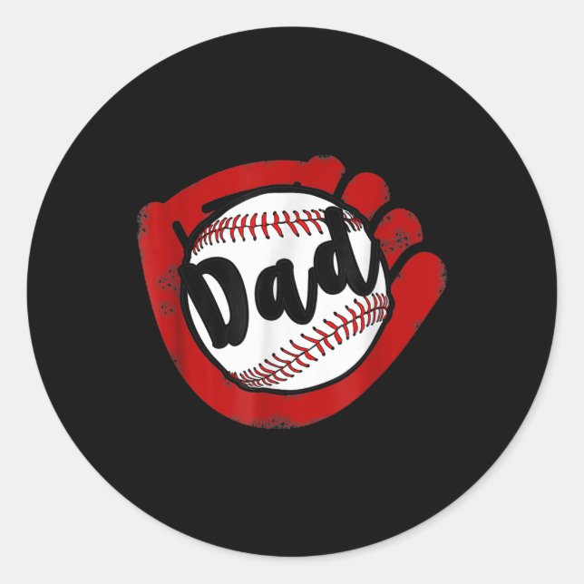 Baseball Dad For Baseball Softball Mum  Classic Round Sticker (Front)