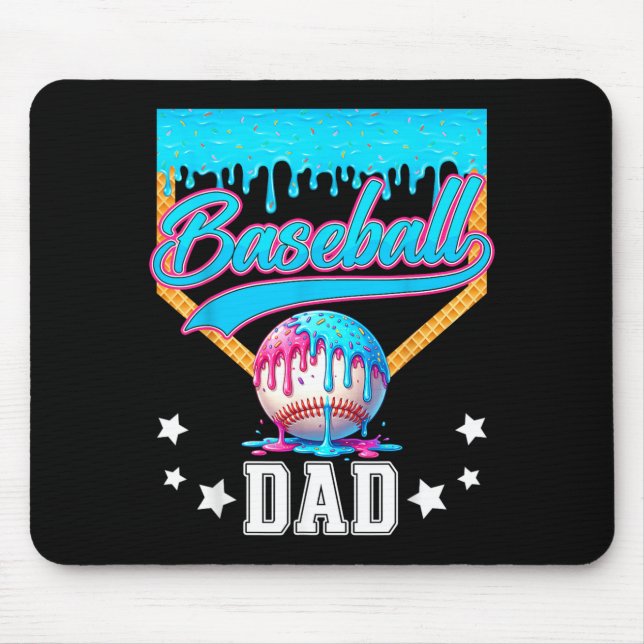 Baseball Dad Funny Fathers Day Ice Cream Drip Mouse Mat (Front)