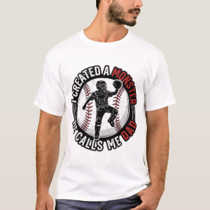 Baseball Dad Monster Vintage Catcher Shirt Design_