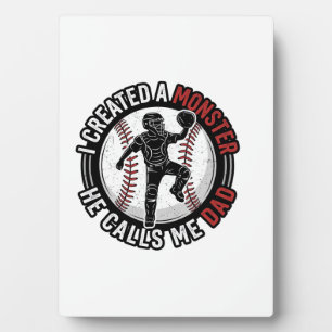 Baseball Dad Monster Vintage Catcher Shirt Design_ Plaque