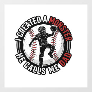 Baseball Dad Monster Vintage Catcher Shirt Design_ Window Cling